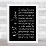 Kiri Te Kanawa World in Union Black Script Song Lyric Wall Art Print