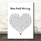 The Teskey Brothers Pain And Misery White Heart Song Lyric Wall Art Canvas Framed Print