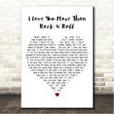 Thunder I Love You More Than Rock n Roll White Heart Song Lyric Wall Art Canvas Framed Print