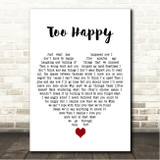 Tracey Thorn Too Happy White Heart Song Lyric Wall Art Canvas Framed Print