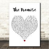 Tracy Chapman The Promise White Heart Song Lyric Wall Art Canvas Framed Print