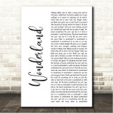 Taylor Swift Wonderland White Script Song Lyric Wall Art Canvas Framed Print