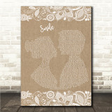 Uncle Kracker Smile Burlap & Lace Song Lyric Wall Art Canvas Framed Print