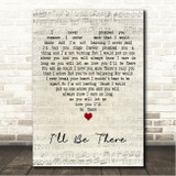 UB40 I'll Be There Script Heart Song Lyric Wall Art Canvas Framed Print