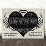 Van Morrison Brown Eyed Girl Heart Angel Wings Halo Memorial Song Lyric Wall Art Canvas Framed Print
