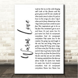 Van Morrison Warm Love White Script Song Lyric Wall Art Canvas Framed Print