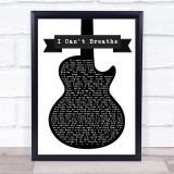 Parker McCollum I Can't Breathe Black & White Guitar Song Lyric Quote Music Print