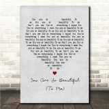 Westlife You Are So Beautiful (To Me) Grey Heart Song Lyric Wall Art Canvas Framed Print