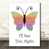 Westlife I'll See You Again Rainbow Butterfly Song Lyric Wall Art Canvas Framed Print