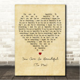 Westlife You Are So Beautiful (To Me) Vintage Heart Song Lyric Wall Art Canvas Framed Print