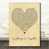 Will Young Anything Is Possible Vintage Heart Song Lyric Wall Art Canvas Framed Print