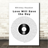 Whitney Houston Love Will Save the Day Vinyl Record Song Lyric Wall Art Canvas Framed Print