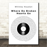 Whitney Houston Where Do Broken Hearts Go Vinyl Record Song Lyric Wall Art Canvas Framed Print