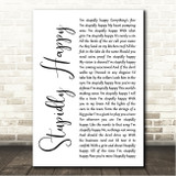 XTC Stupidly Happy White Script Song Lyric Wall Art Canvas Framed Print