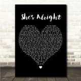 Zach Bryan Shes Alright Black Heart Song Lyric Wall Art Canvas Framed Print