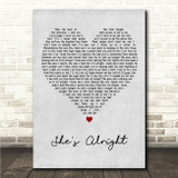 Zach Bryan Shes Alright Grey Heart Song Lyric Wall Art Canvas Framed Print