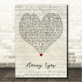 Zach Bryan Heavy Eyes Script Heart Song Lyric Wall Art Canvas Framed Print