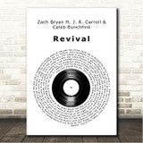 Zach Bryan ft. J. R. Carroll & Caleb Bunchfink Revival Vinyl Record Song Lyric Wall Art Canvas Framed Print