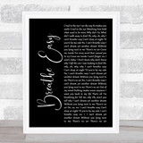 Blue Breathe Easy Black Script Song Lyric Wall Art Print