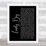 Sex Pistols Lonely Boy Black Script Song Lyric Wall Art Print