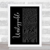 Sia Unstoppable Black Script Song Lyric Wall Art Print