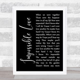 UB40 Impossible Love Black Script Song Lyric Wall Art Print