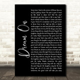 Aerosmith Dream On Black Script Song Lyric Wall Art Print