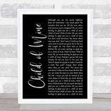Carole King Child of Mine Black Script Song Lyric Wall Art Print