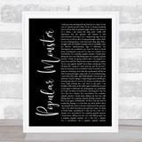 Falling In Reverse Popular Monster Black Script Song Lyric Wall Art Print