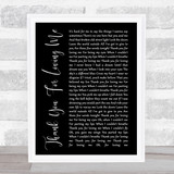 Bon Jovi Thank You For Loving Me Black Script Song Lyric Quote Print