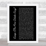 Rupert Holmes Escape (The Piña Colada Song) Black Script Song Lyric Quote Print