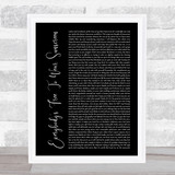 Baz Luhrmann Everybody's Free To Wear Sunscreen Black Script Song Lyric Print