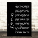 Blondie Dreaming Black Script Song Lyric Print