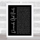Prince And The New Power Generation Diamonds And Pearls Black Script Song Lyric Print