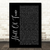 The Script Hall Of Fame Black Script Song Lyric Print