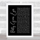 Ultrabeat Pretty Green Eyes Black Script Song Lyric Print
