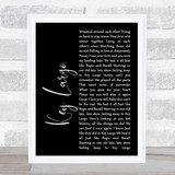 Bertie Higgins Key Largo Black Script Song Lyric Print