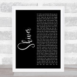 Coldplay Shiver Black Script Song Lyric Print