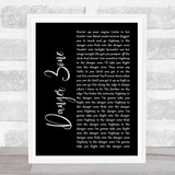 Kenny Loggins Danger Zone Black Script Song Lyric Print