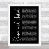 Dire Straits Romeo And Juliet Black Script Song Lyric Quote Print