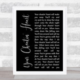 Elvis Presley Your Cheatin' Heart Black Script Song Lyric Quote Print