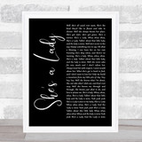 Tom Jones She's A Lady Black Script Song Lyric Quote Print