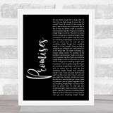 Calvin Harris and Sam Smith Promises Black Script Song Lyric Quote Print