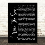 David Cassidy I Write The Songs Black Script Song Lyric Quote Print