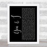 John Legend You & I Black Script Song Lyric Quote Print