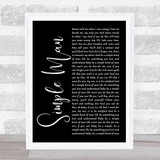Lynyrd Skynyrd Simple Man Black Script Song Lyric Quote Print