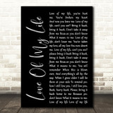 Queen Love Of My Life Black Script Song Lyric Quote Print