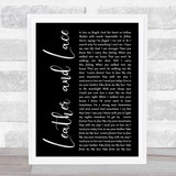 Stevie Nicks Leather And Lace Black Script Song Lyric Quote Print