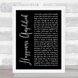 Above & Beyond Happiness Amplified Black Script Song Lyric Print