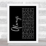Erasure Always Black Script Song Lyric Print